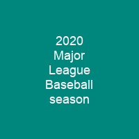 2020 Major League Baseball season