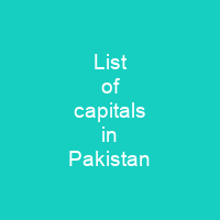 List of capitals in Pakistan
