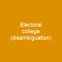 Electoral college (disambiguation)