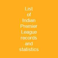 List of Indian Premier League records and statistics
