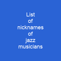 List of nicknames of jazz musicians