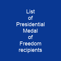 List of Presidential Medal of Freedom recipients
