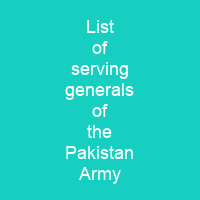 List of serving generals of the Pakistan Army