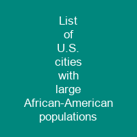 List of U.S. cities with large African-American populations