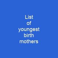 List of youngest birth mothers