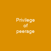 Privilege of peerage