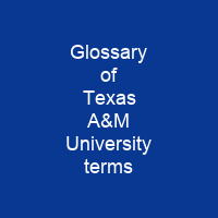 Glossary of Texas A&M University terms