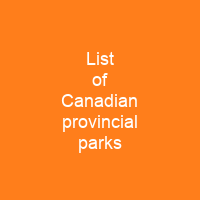 List of Canadian provincial parks