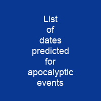 List of dates predicted for apocalyptic events