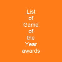 List of Game of the Year awards