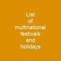 List of multinational festivals and holidays